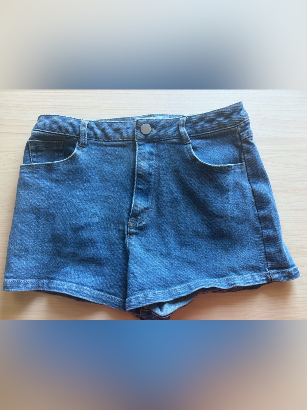 High-Rise Blue Denim Women’s Shorts